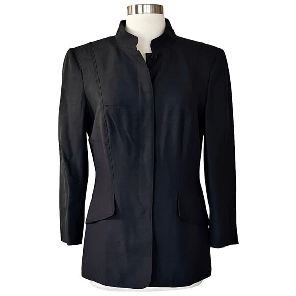 RENA LANGE Blazer Black Jacket Button Down Long Sleeves Collared Pockets EUC - Picture 11 of 11